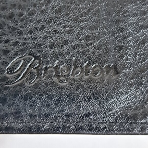 Brighton Croc Embossed Black  Leather Crossbody Clutch Wallet - Picture 9 of 12